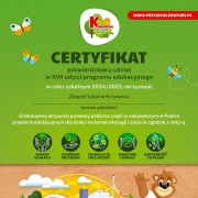 Certyfikat dla naszej szkoły